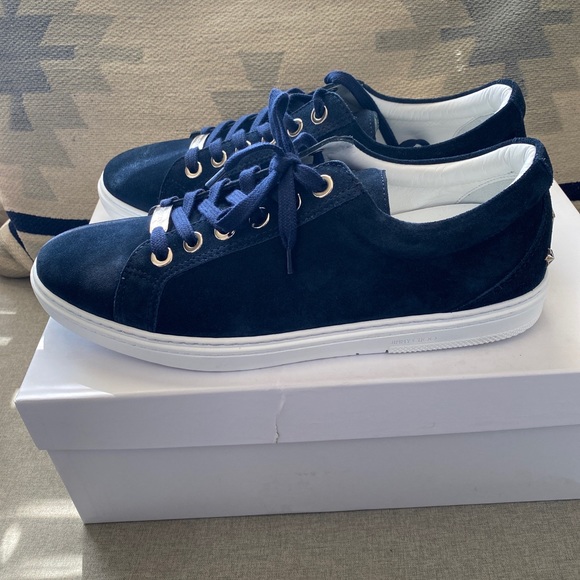 Jimmy Choo cash studded stars fine suede blue navy SZ 41/8 NWT - Picture 4 of 9